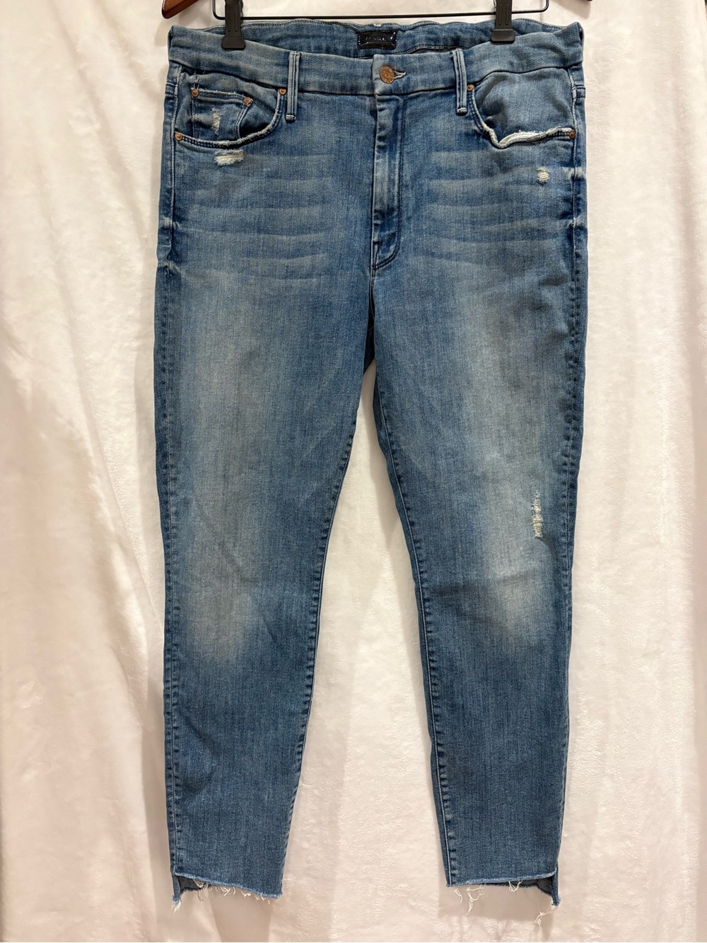 Mother Jeans The Looker Ankle Step Fray Size 34 Distressed Light To Medium Wash
